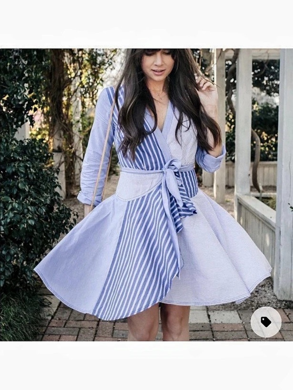 Maeve Mix Stripe Dress Striped Midi Dress Blue & White Medium